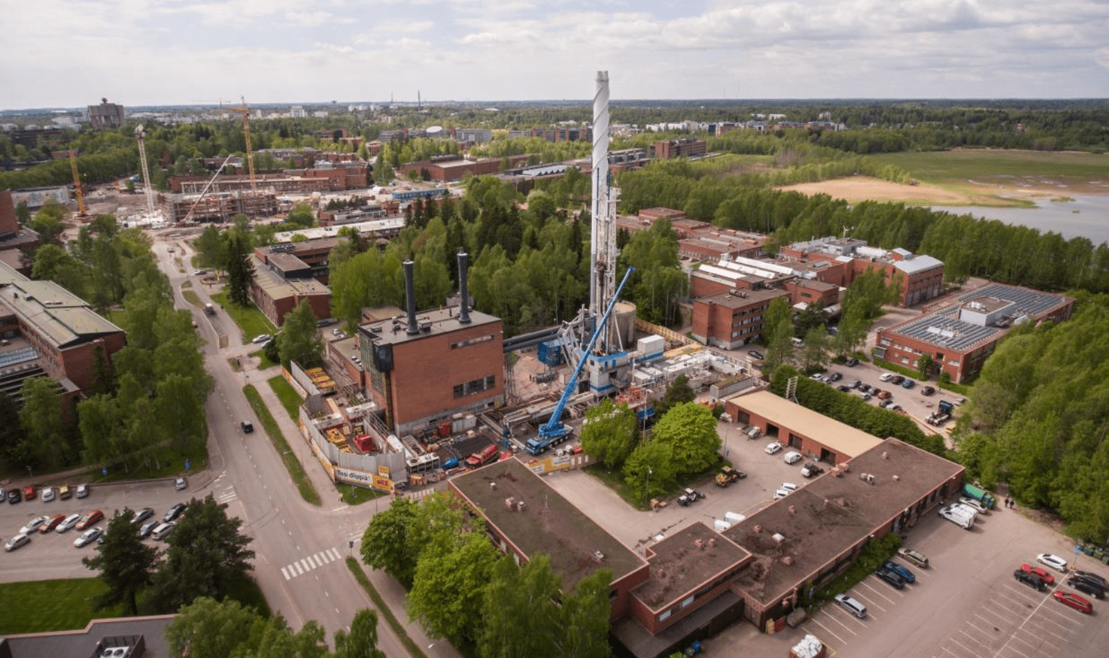 Aerial view of the project site in Otaniemi, Espoo. (Source: st1)